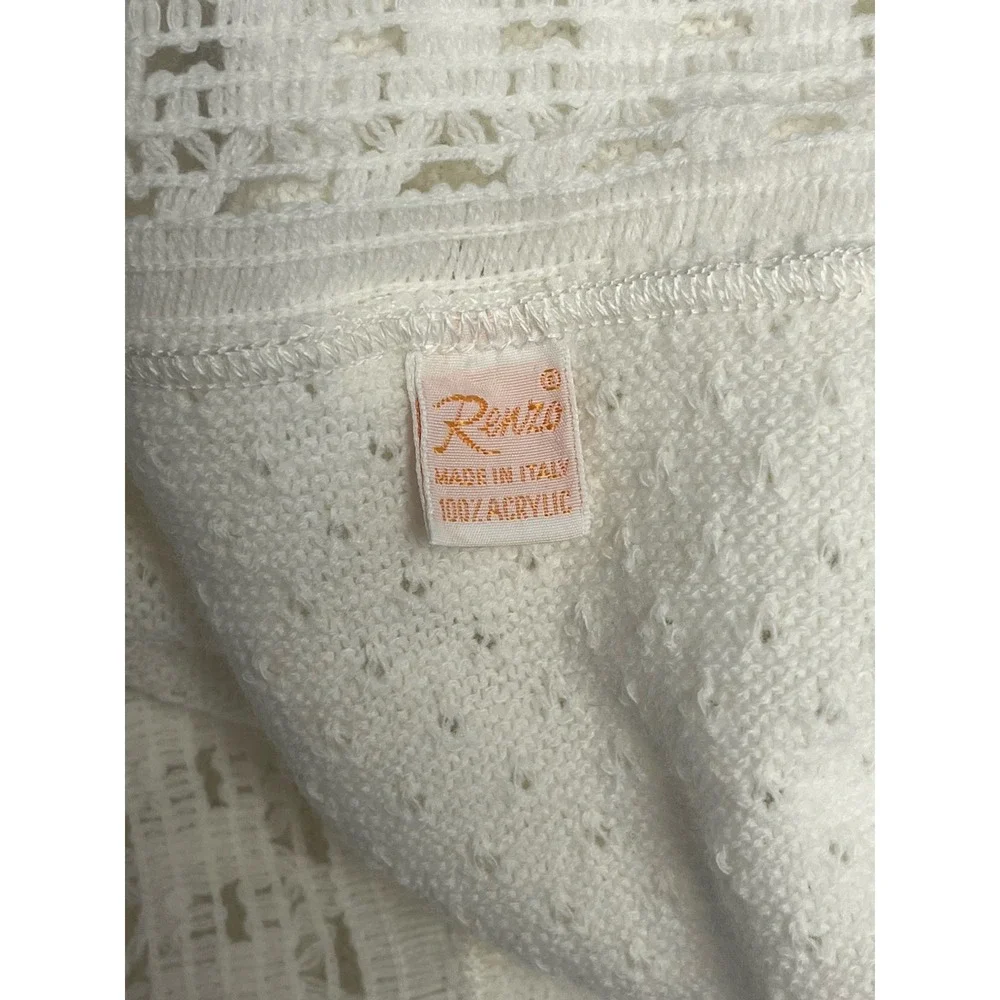 Vintage Renzo Baby Blanket‎ Lace Edged Bows Ivory Italy